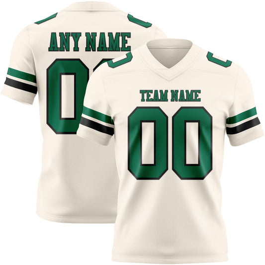 Custom Cream Kelly Green-Black Mesh Authentic Football Jersey - Sky-Custom