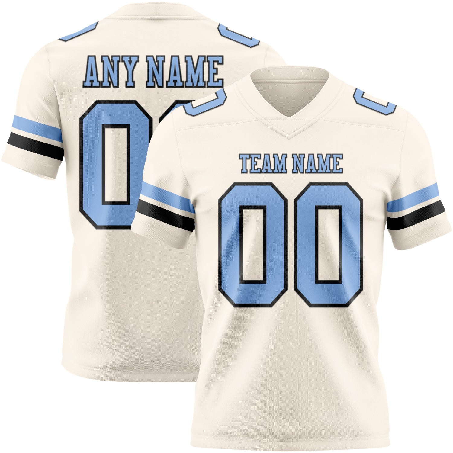 Custom Cream Light Blue-Black Mesh Authentic Football Jersey - Sky-Custom