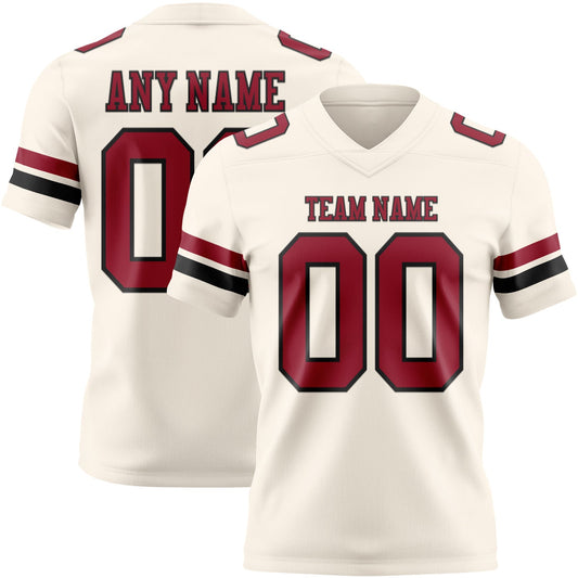 Custom Cream Cardinal-Black Mesh Authentic Football Jersey - Sky-Custom