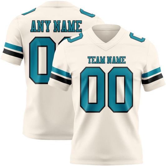 Custom Cream Teal-Black Mesh Authentic Football Jersey - Sky-Custom