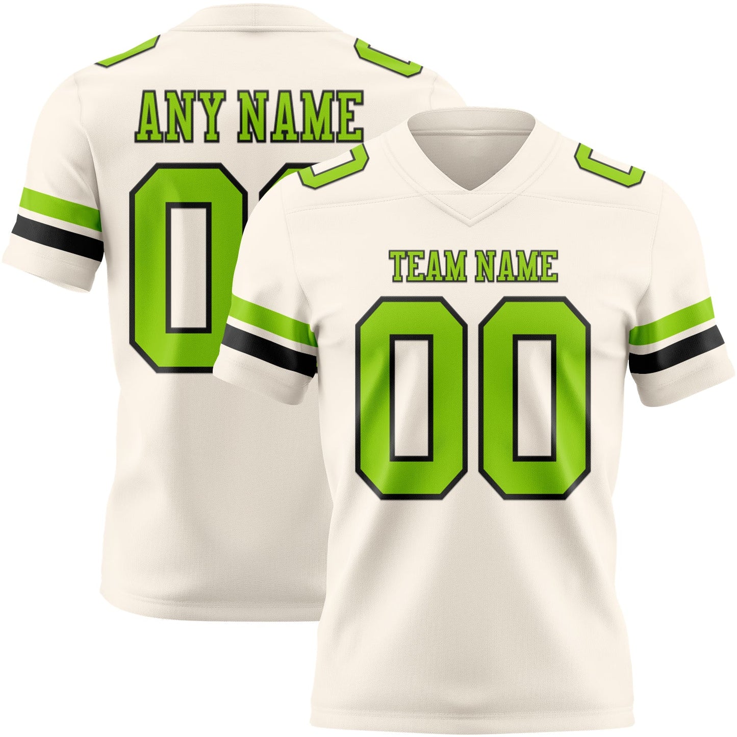 Custom Cream Neon Green-Black Mesh Authentic Football Jersey - Sky-Custom