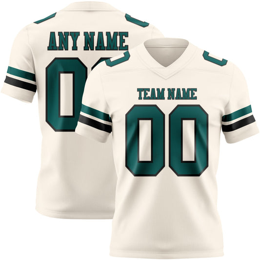 Custom Cream Midnight Green-Black Mesh Authentic Football Jersey - Sky-Custom