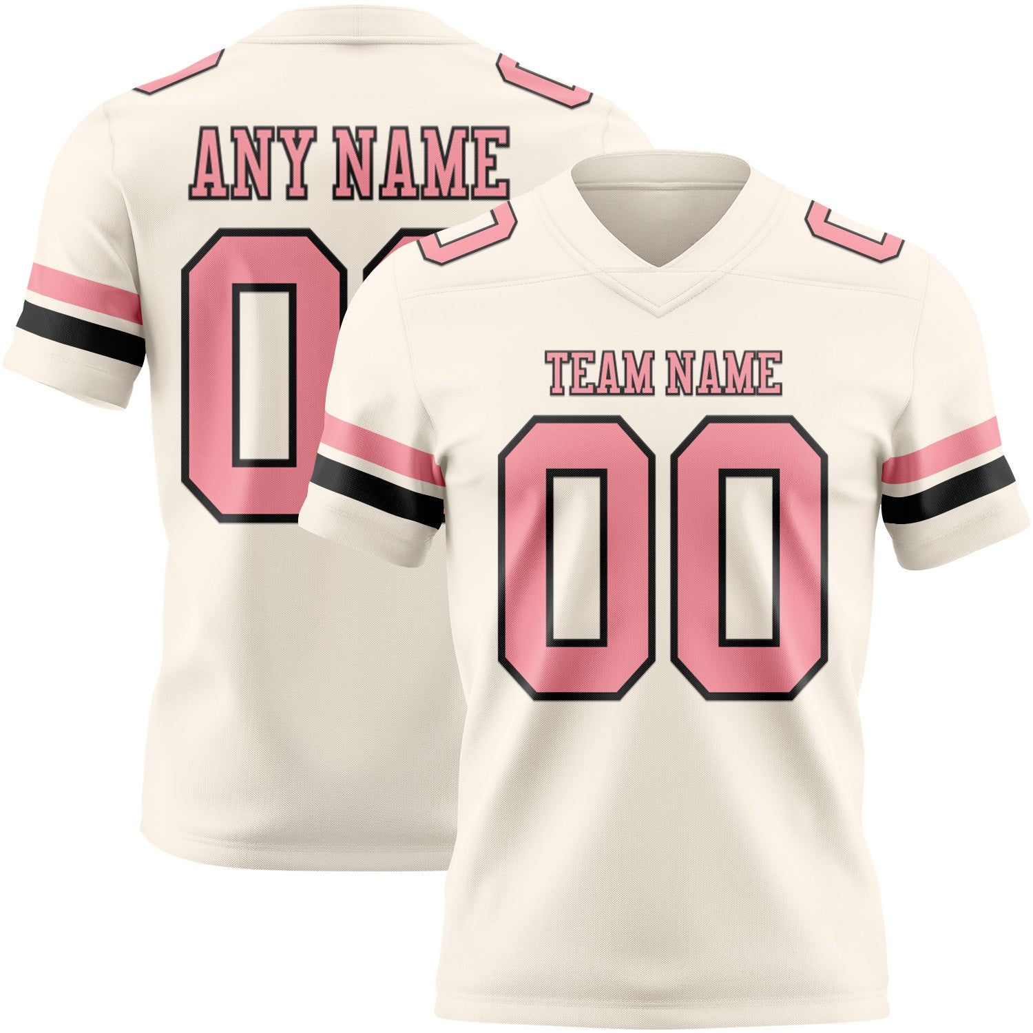 Custom Cream Medium Pink-Black Mesh Authentic Football Jersey - Sky-Custom