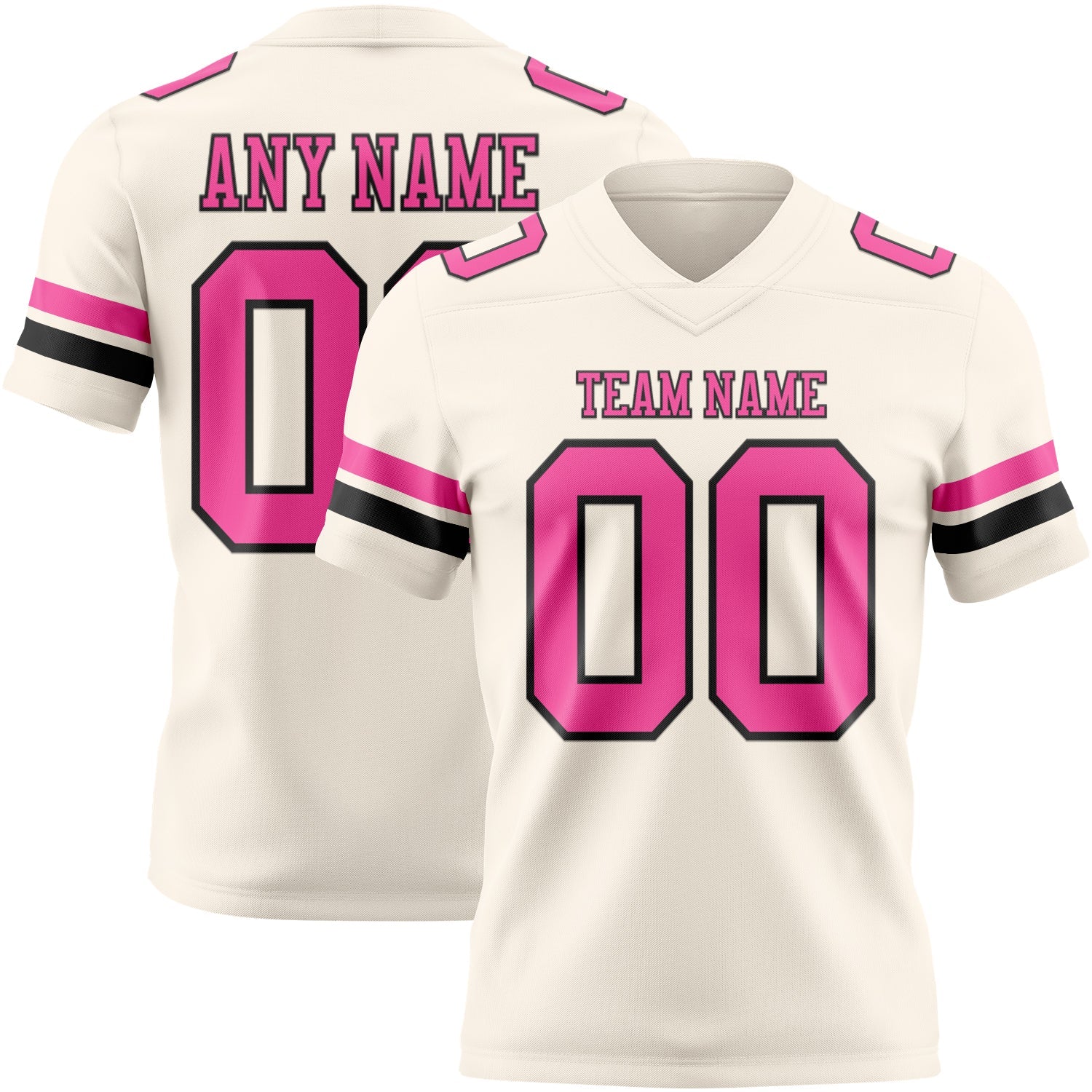 Custom Cream Pink-Black Mesh Authentic Football Jersey - Sky-Custom