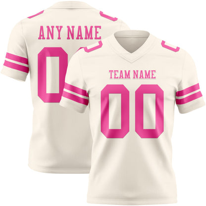 Custom Cream Pink Mesh Authentic Football Jersey - Sky-Custom