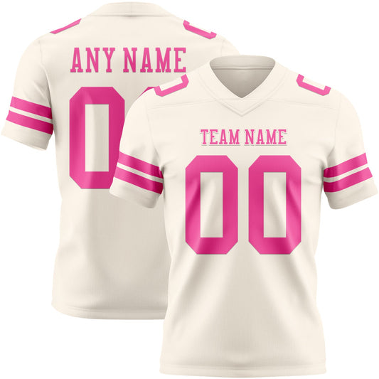 Custom Cream Pink Mesh Authentic Football Jersey - Sky-Custom