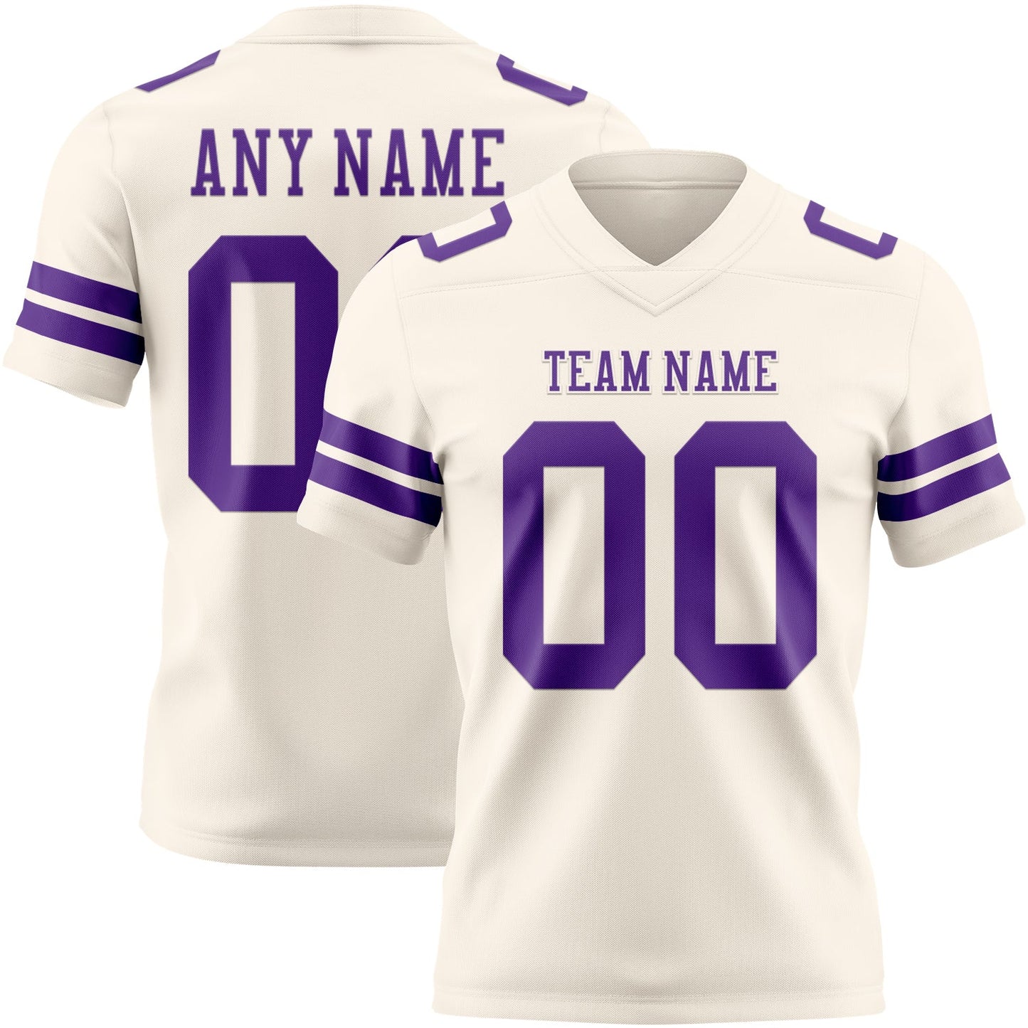 Custom Cream Purple Mesh Authentic Football Jersey - Sky-Custom