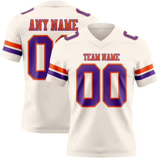Custom Cream Purple-Orange Mesh Authentic Football Jersey - Sky-Custom