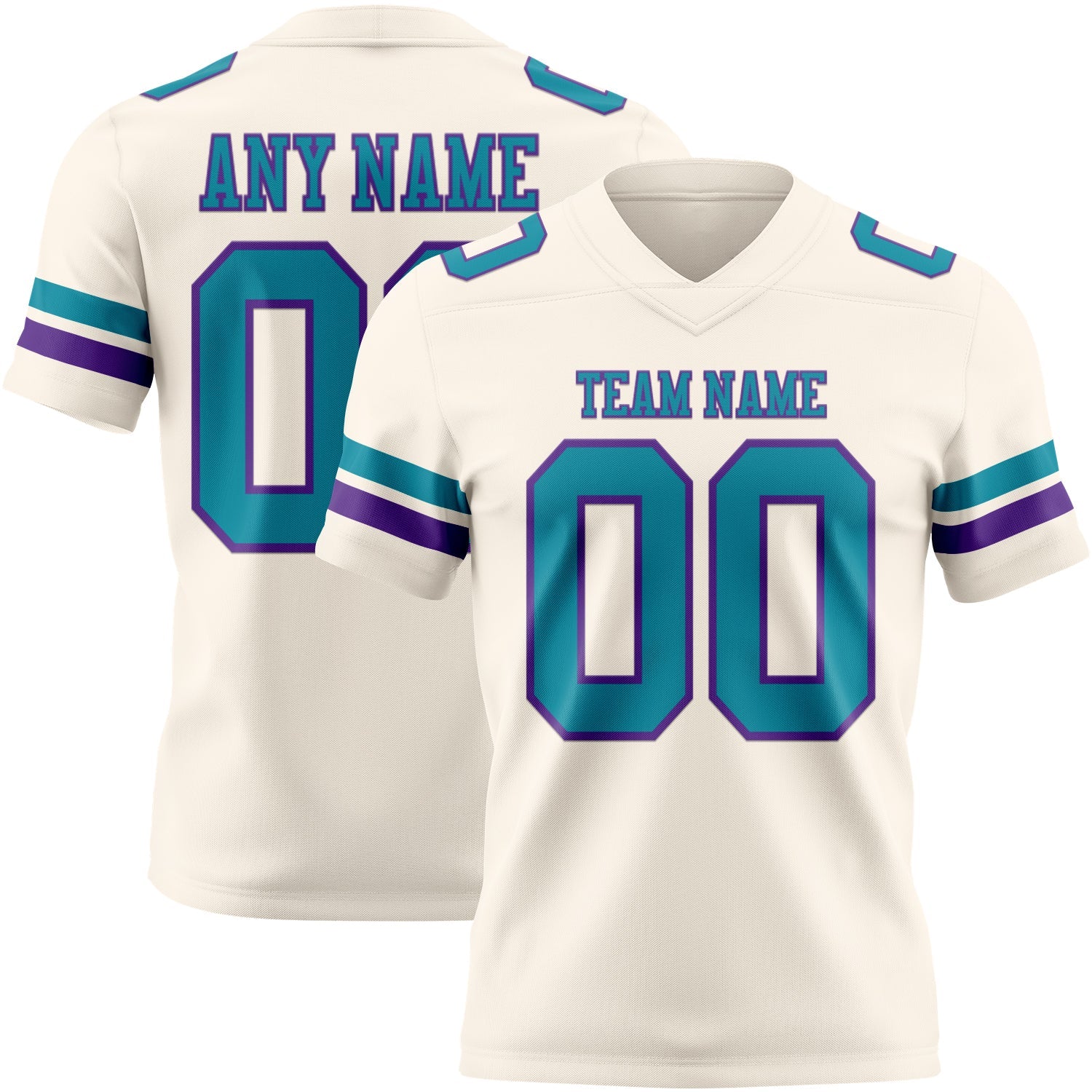 Custom Cream Teal-Purple Mesh Authentic Football Jersey - Sky-Custom