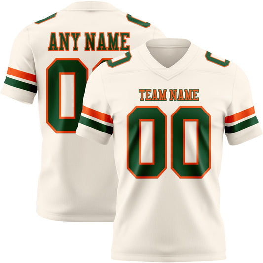 Custom Cream Green-Orange Mesh Authentic Football Jersey - Sky-Custom