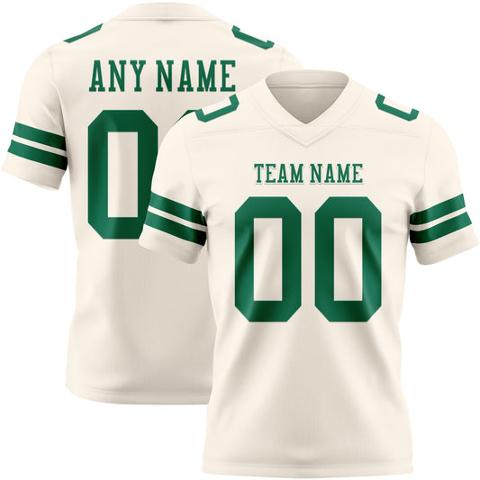 Custom Cream Kelly Green Mesh Authentic Football Jersey - Sky-Custom