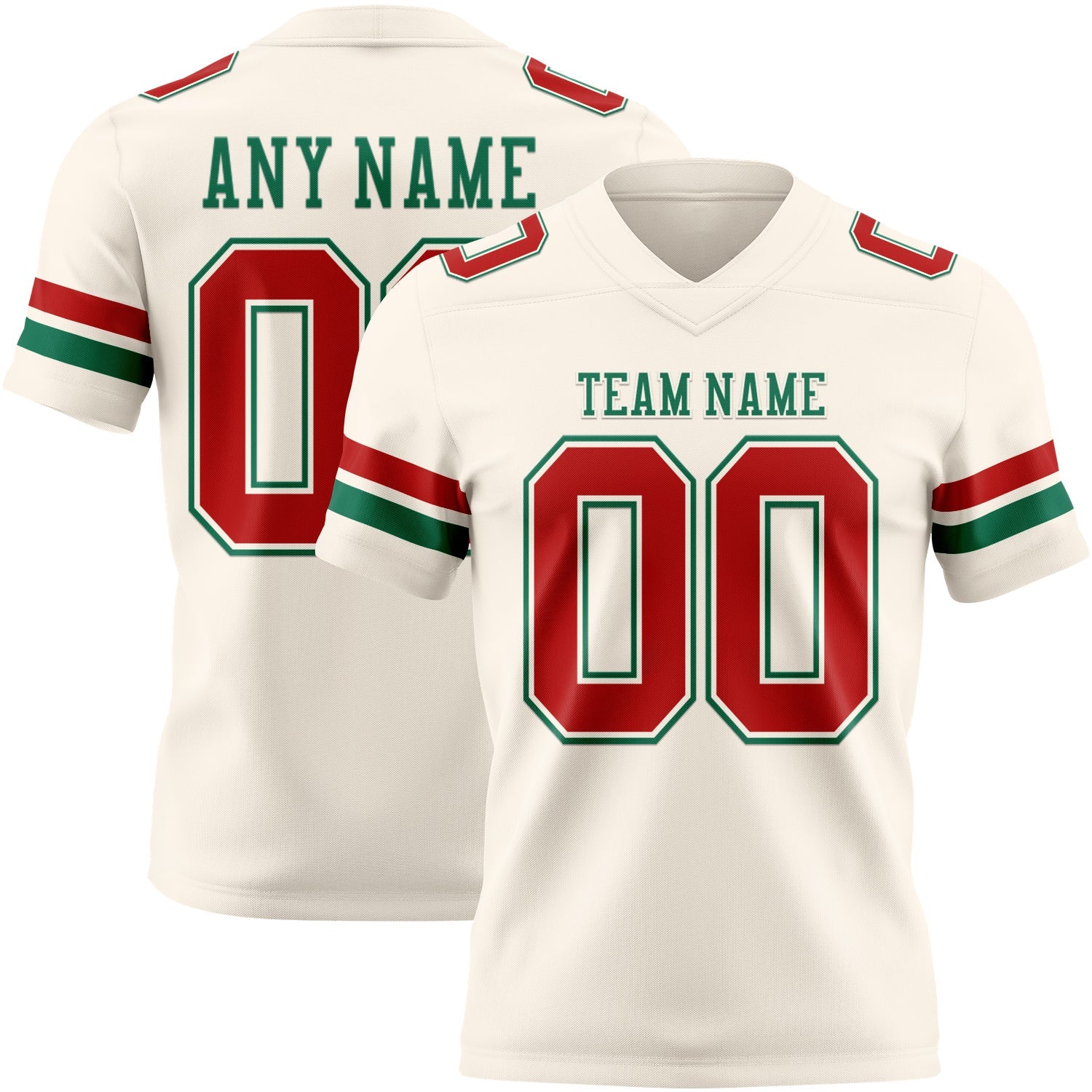 Custom Cream Red-Kelly Green Mesh Authentic Football Jersey - Sky-Custom