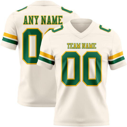 Custom Cream Kelly Green-Gold Mesh Authentic Football Jersey - Sky-Custom