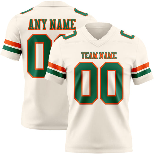 Custom Cream Kelly Green-Orange Mesh Authentic Football Jersey - Sky-Custom
