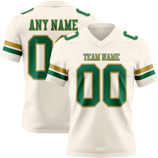 Custom Cream Kelly Green-Old Gold Mesh Authentic Football Jersey - Sky-Custom