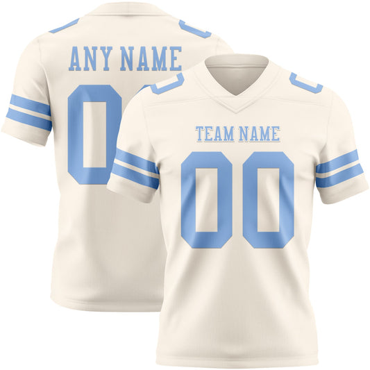 Custom Cream Light Blue Mesh Authentic Football Jersey - Sky-Custom