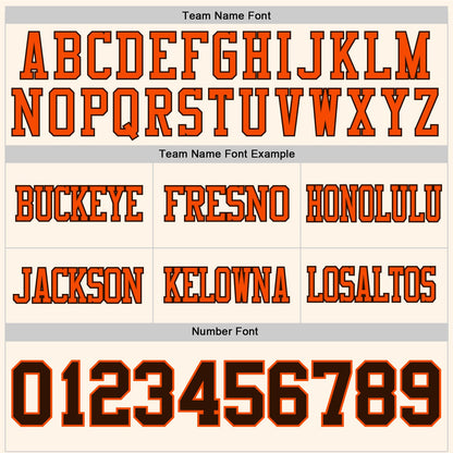 Custom Cream Brown-Orange Mesh Authentic Football Jersey - Sky-Custom