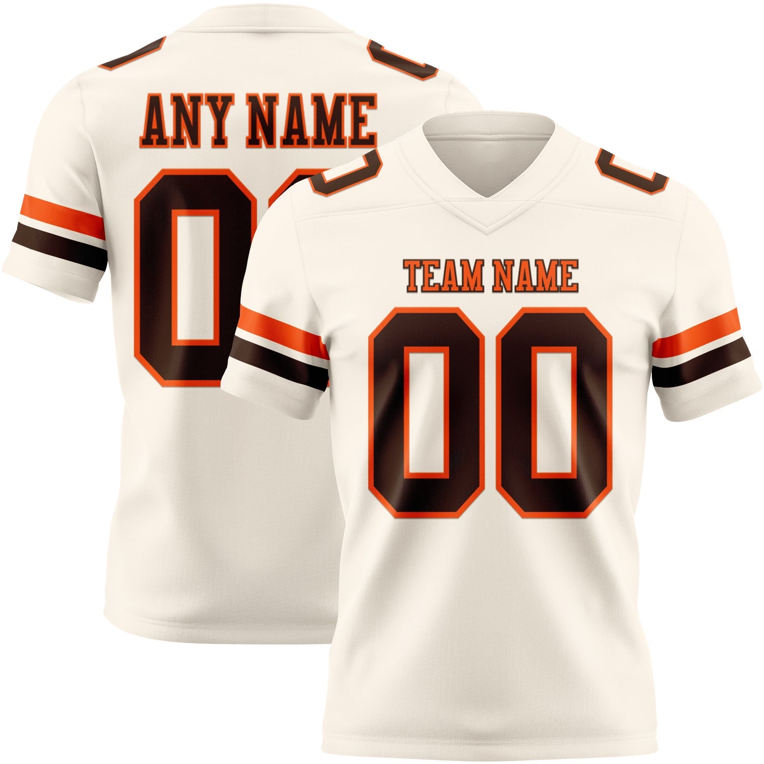 Custom Cream Brown-Orange Mesh Authentic Football Jersey - Sky-Custom