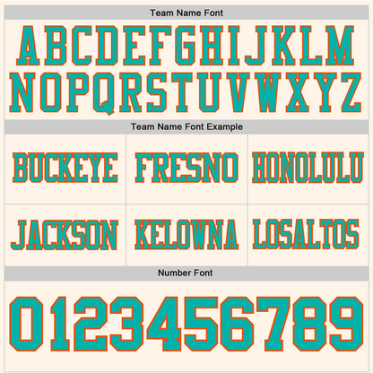 Custom Cream Aqua-Orange Mesh Authentic Football Jersey - Sky-Custom