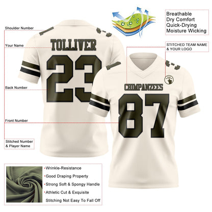 Custom Cream Olive-Black Mesh Authentic Football Jersey - Sky-Custom