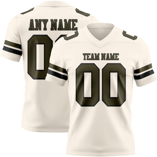 Custom Cream Olive-Black Mesh Authentic Football Jersey - Sky-Custom