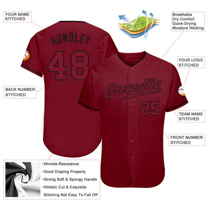 Custom Crimson Crimson-Black Authentic Baseball Jersey - Sky-Custom