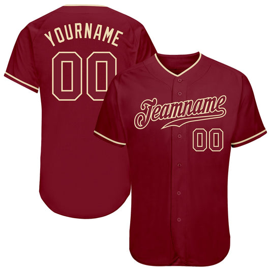Custom Crimson Crimson-Cream Authentic Baseball Jersey - Sky-Custom