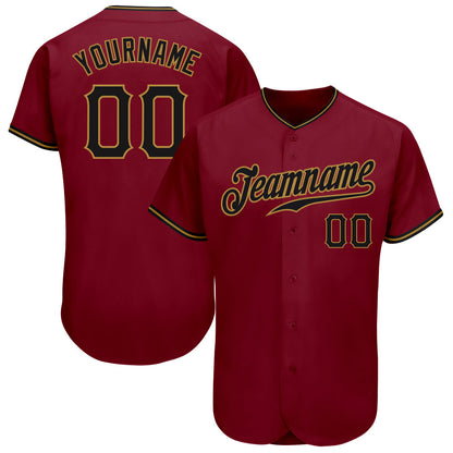 Custom Crimson Black-Old Gold Authentic Baseball Jersey - Sky-Custom