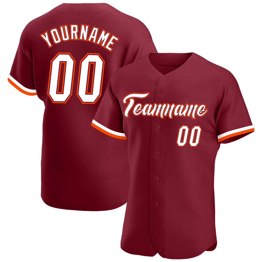 Custom Crimson White-Orange Authentic Baseball Jersey - Sky-Custom