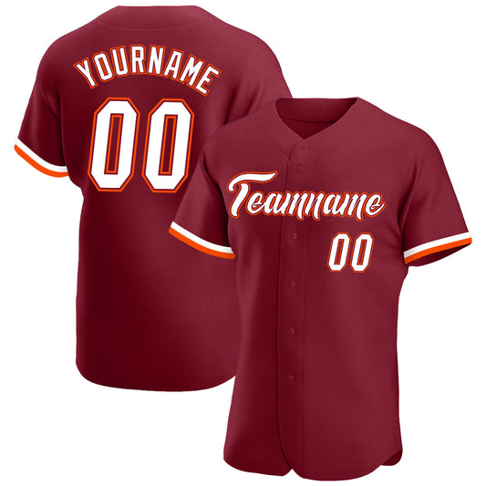 Custom Crimson White-Orange Authentic Baseball Jersey - Sky-Custom