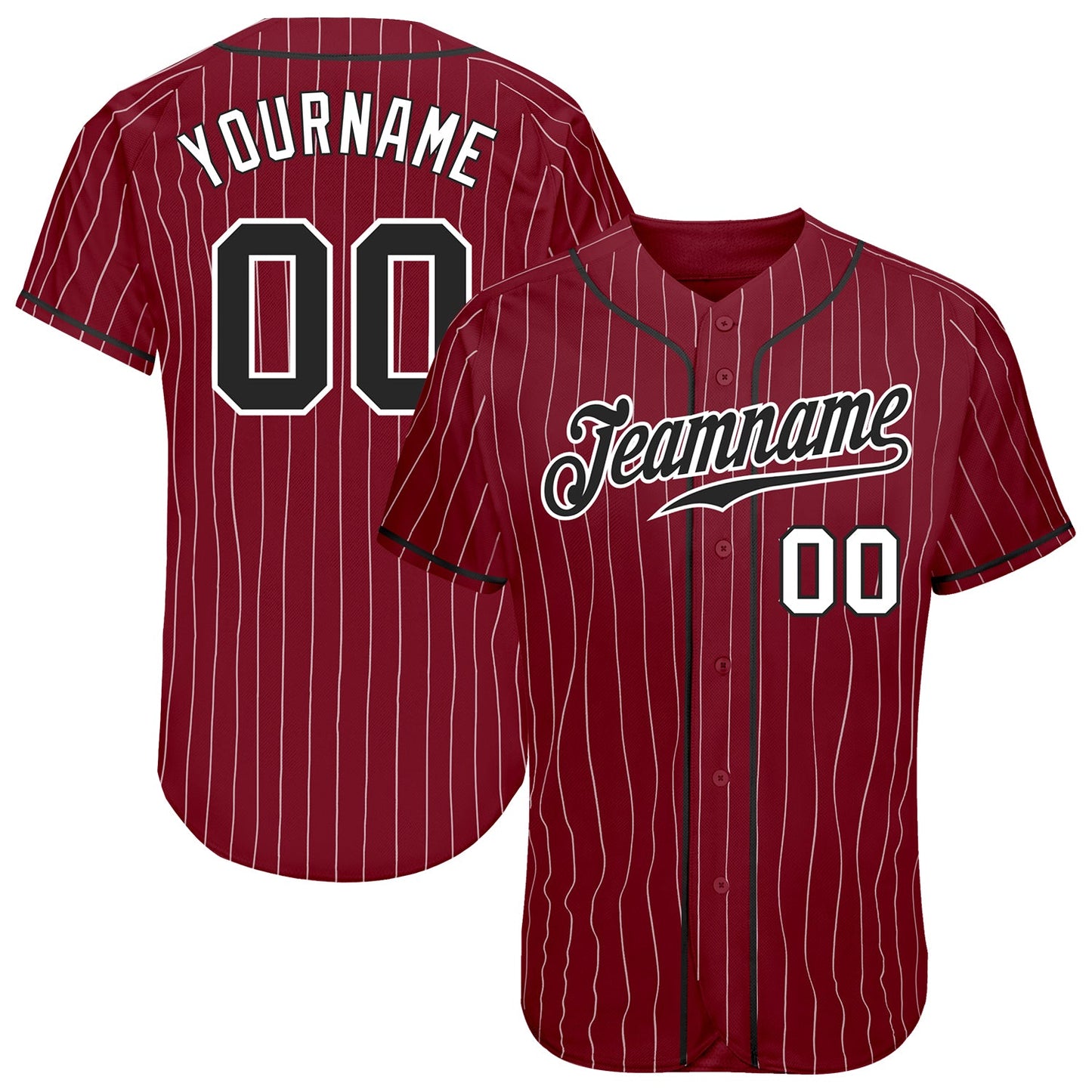 Custom Crimson White Pinstripe Black-White Authentic Baseball Jersey - Sky-Custom