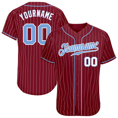 Custom Crimson White Pinstripe Light Blue-White Authentic Baseball Jersey - Sky-Custom