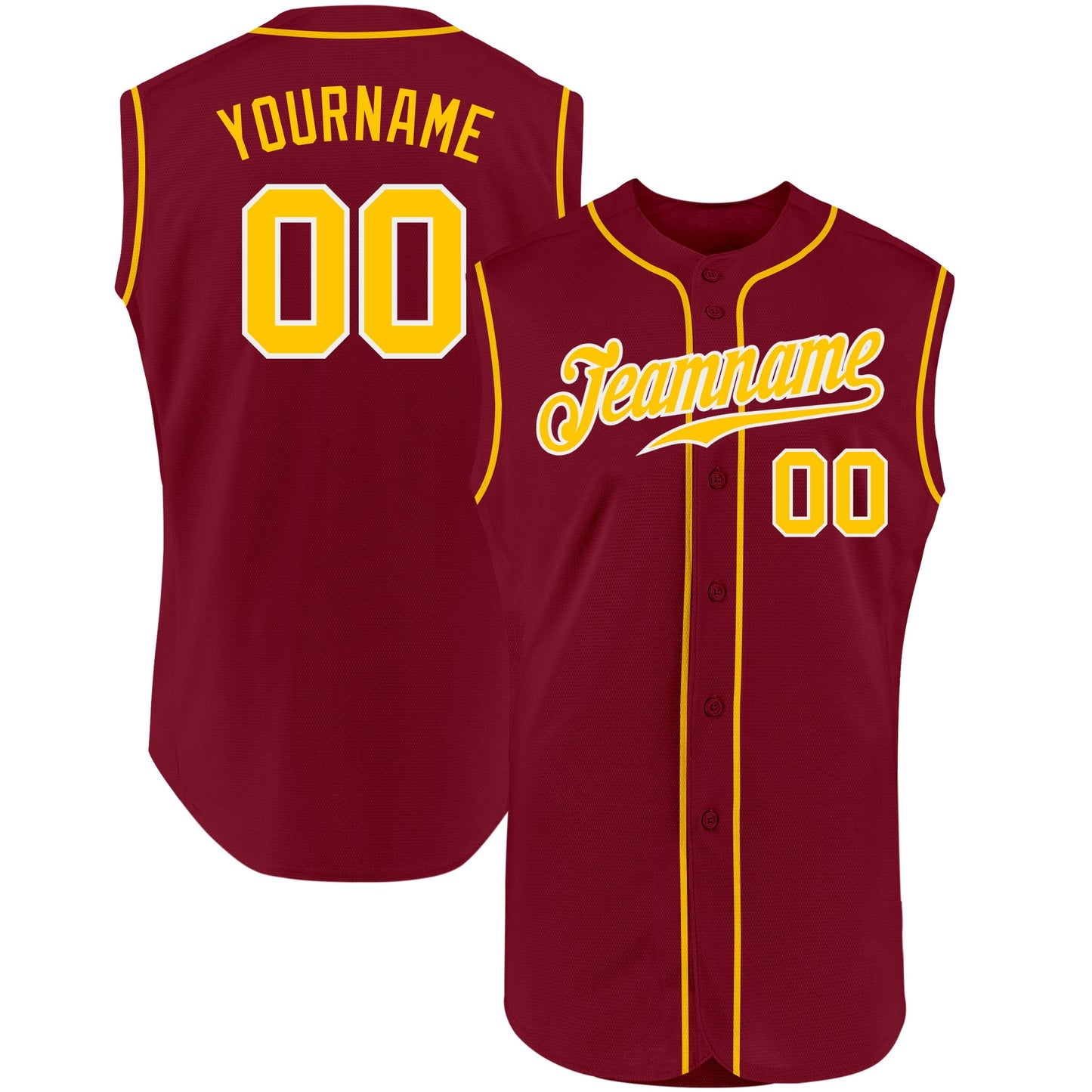 Custom Crimson Gold-White Authentic Sleeveless Baseball Jersey - Sky-Custom