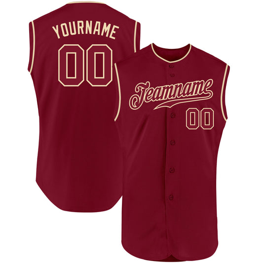 Custom Crimson Crimson-Cream Authentic Sleeveless Baseball Jersey - Sky-Custom