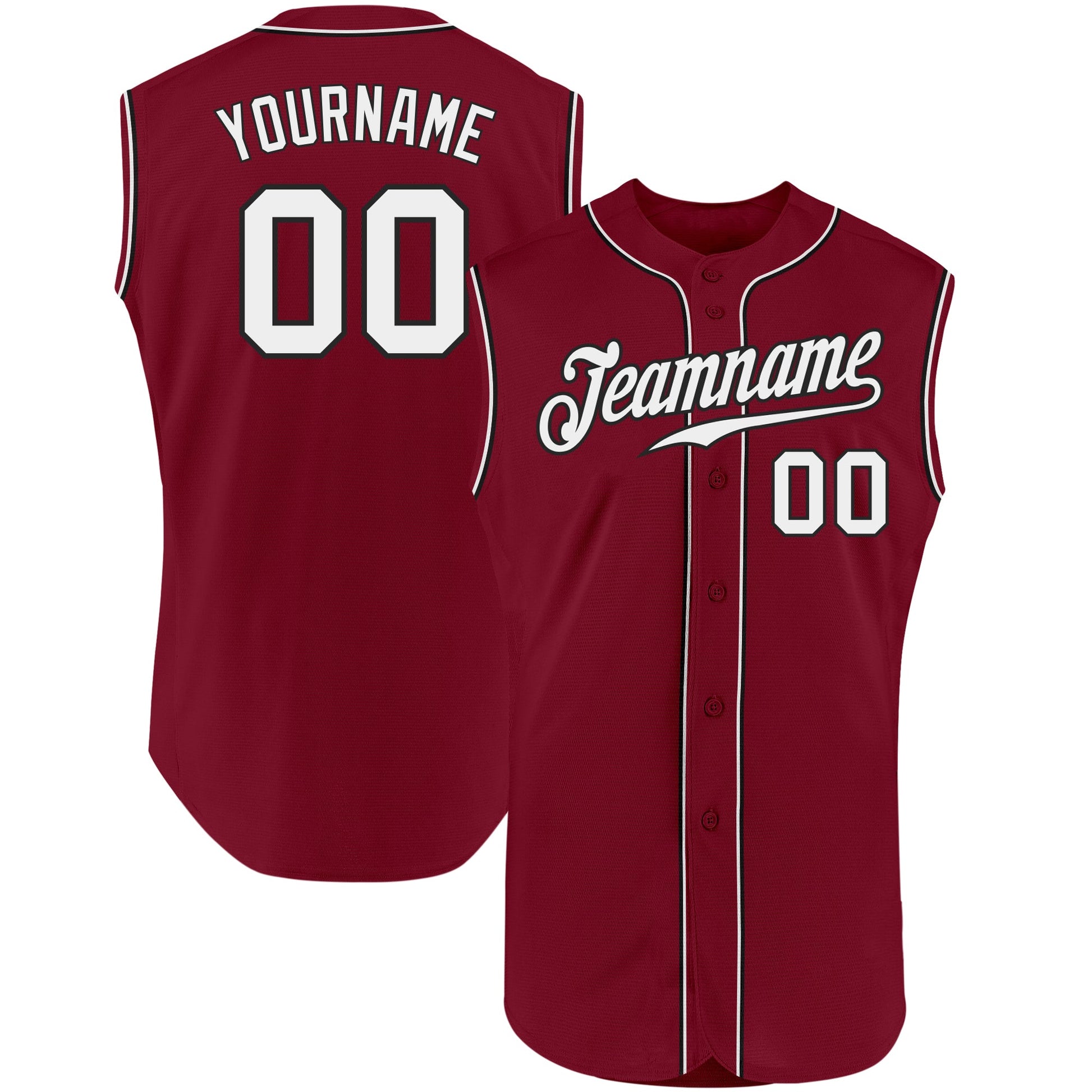 Custom Crimson White-Black Authentic Sleeveless Baseball Jersey - Sky-Custom