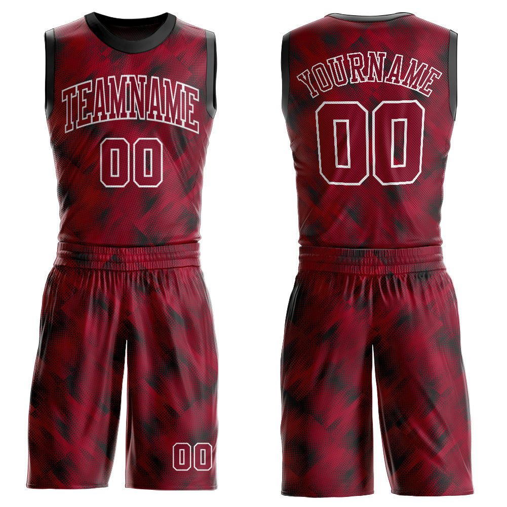 Custom Crimson Crimson-Black Round Neck Sublimation Basketball Suit Jersey - Sky-Custom
