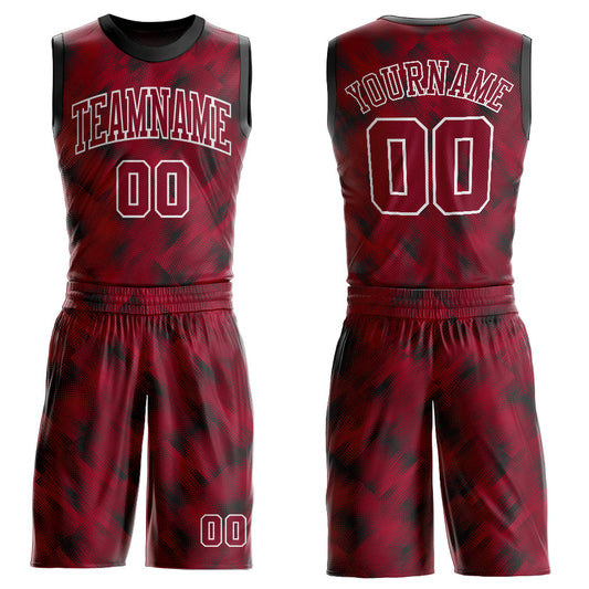 Custom Crimson Crimson-Black Round Neck Sublimation Basketball Suit Jersey - Sky-Custom