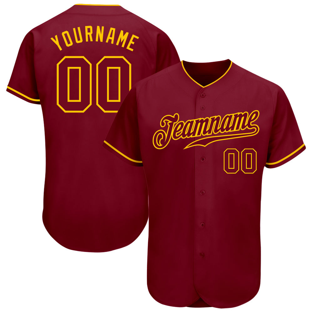Custom Crimson Crimson-Gold Authentic Baseball Jersey - Sky-Custom
