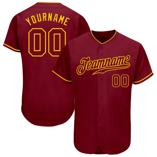 Custom Crimson Crimson-Gold Authentic Baseball Jersey - Sky-Custom