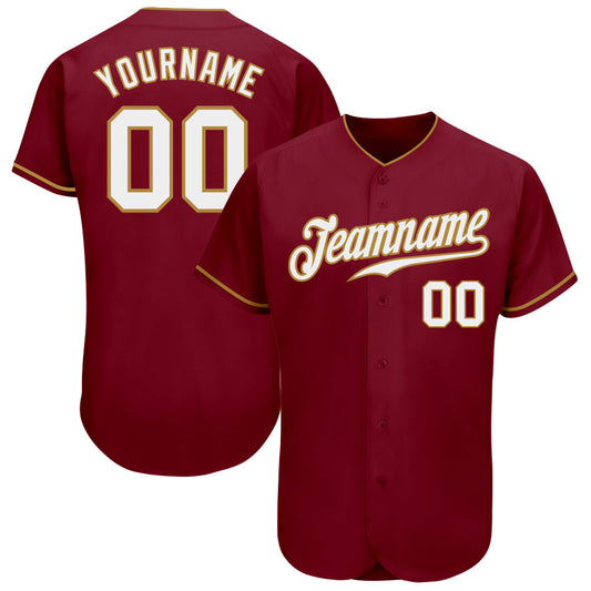 Custom Crimson White-Old Gold Authentic Baseball Jersey - Sky-Custom
