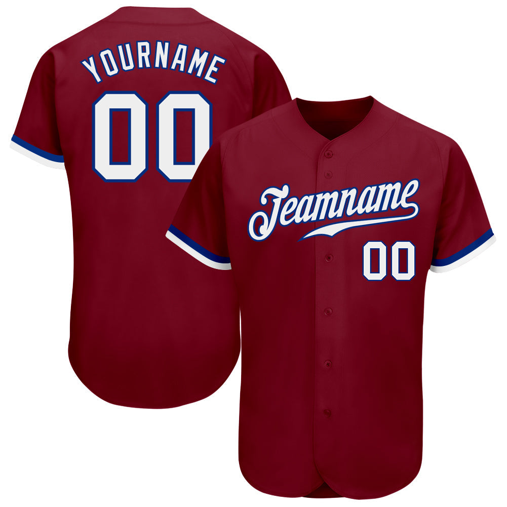 Custom Crimson White-Royal Authentic Baseball Jersey - Sky-Custom