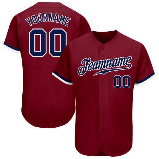 Custom Crimson Navy-White Authentic Baseball Jersey - Sky-Custom
