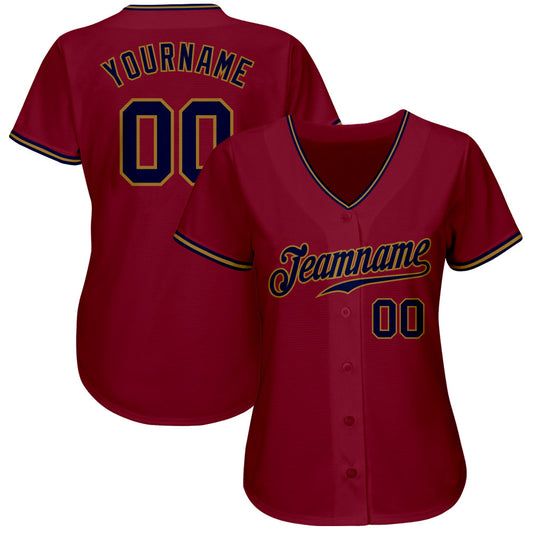 Custom Crimson Navy-Old Gold Authentic Baseball Jersey - Sky-Custom
