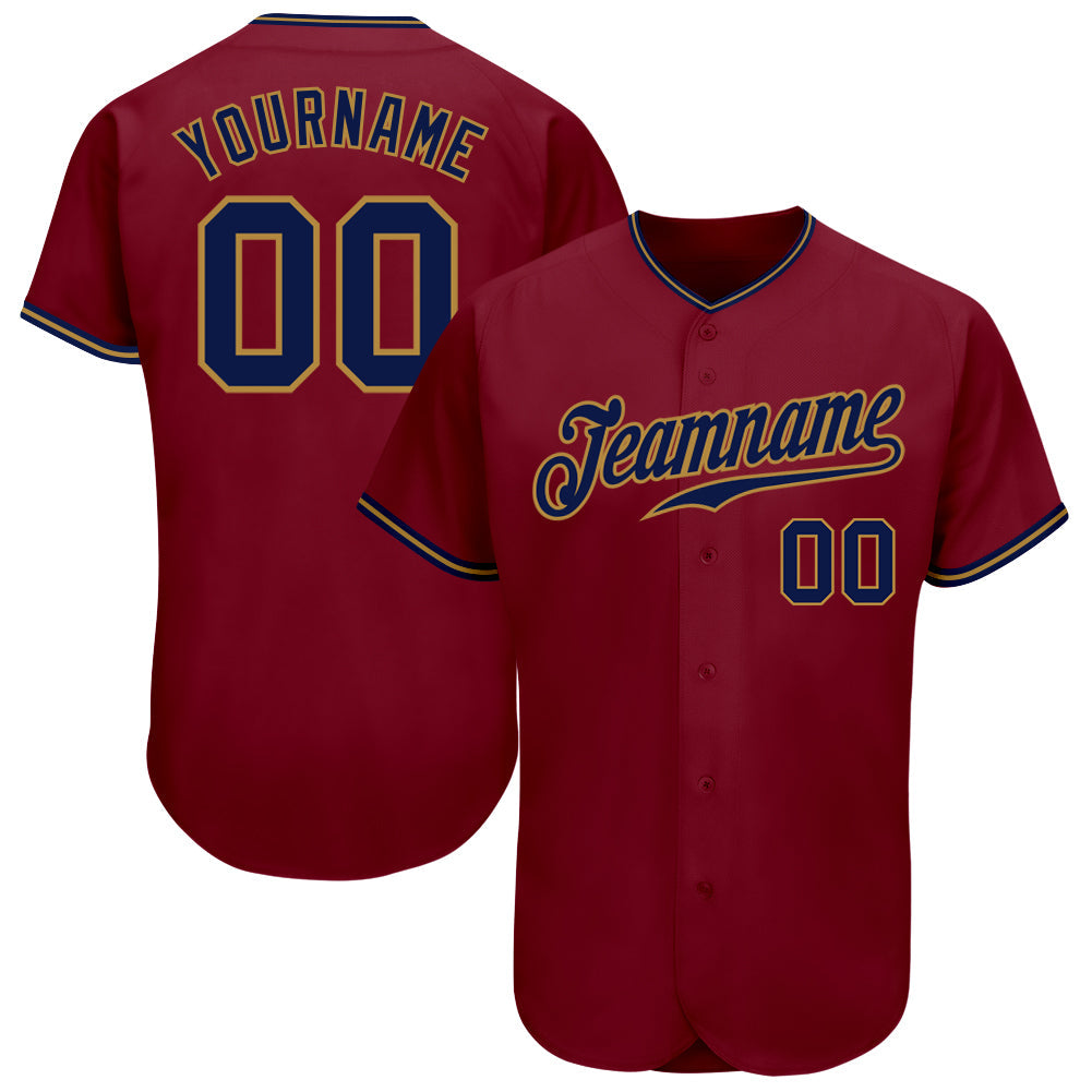 Custom Crimson Navy-Old Gold Authentic Baseball Jersey - Sky-Custom