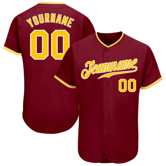 Custom Crimson Gold-White Authentic Baseball Jersey - Sky-Custom