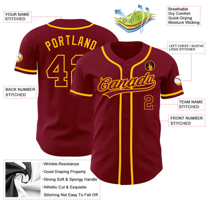 Custom Crimson Crimson-Gold Authentic Baseball Jersey - Sky-Custom