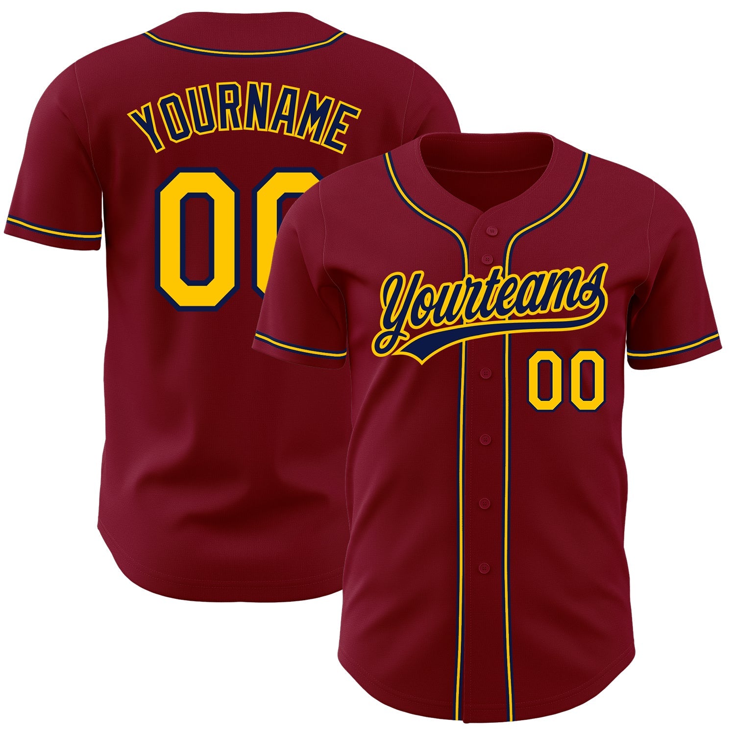 Custom Crimson Gold-Navy Authentic Baseball Jersey - Sky-Custom