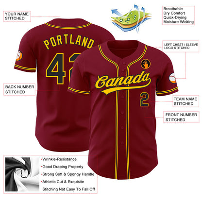 Custom Crimson Black-Gold Authentic Baseball Jersey - Sky-Custom
