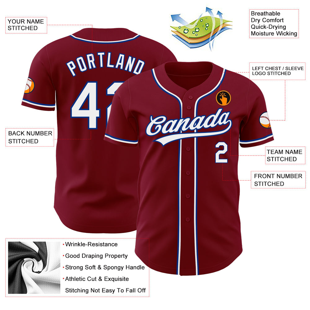Custom Crimson White-Royal Authentic Baseball Jersey - Sky-Custom