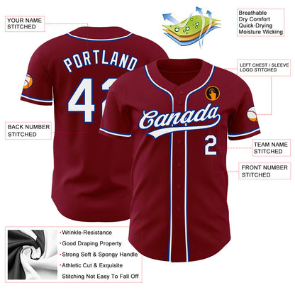 Custom Crimson White-Royal Authentic Baseball Jersey - Sky-Custom